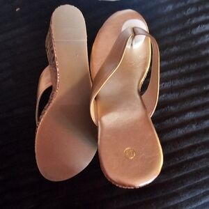 Womens gold wedge sandals